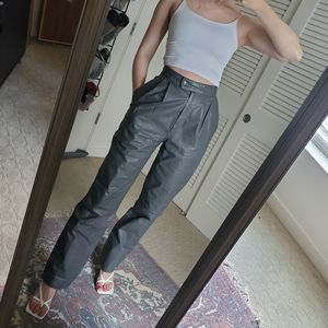Vintage Grey Leather Pants
